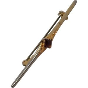 Antique Root Beer Glass Rhinestone Gold Tone Bar Pin Brooch 30's era 2.33 grams